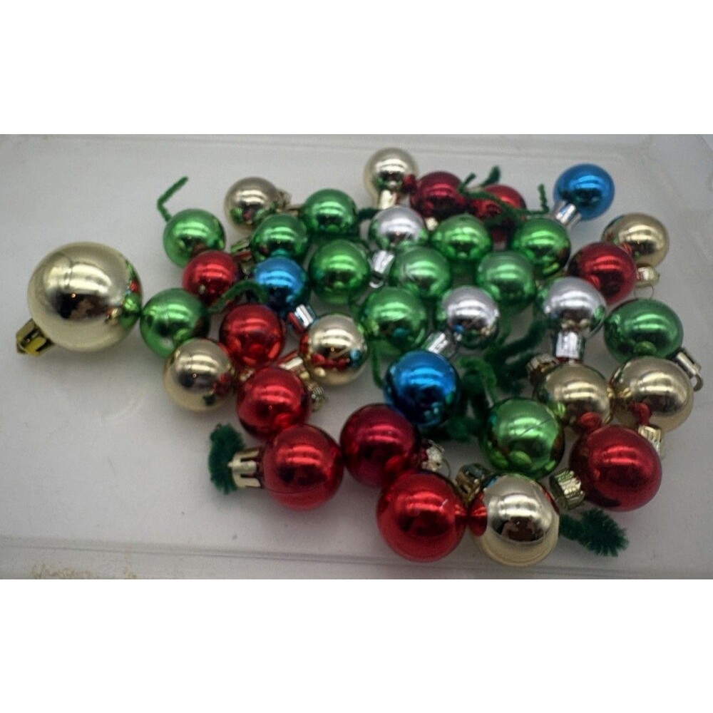 Lot 38 Miniature Shatterproof Christmas Ornaments 1” Multi Color Craft